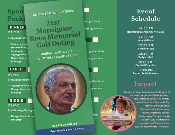 21st Monsignor Roos Memorial Golf Outing 21st Monsignor Roos Memorial Golf Outing Invitation an Sponsorship Mailer